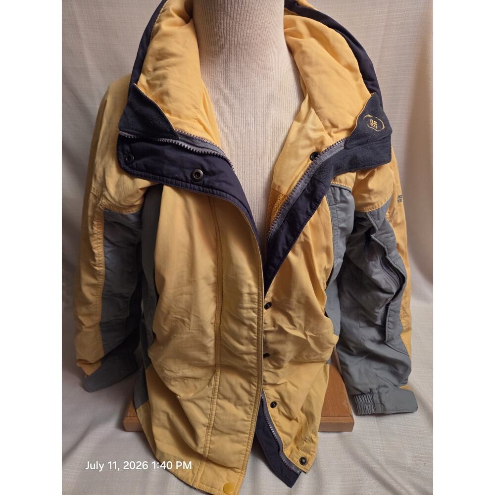 Columbia Interchange Women’s Hooded Colorblock Mid-Length Jacket Yellow/Gray S